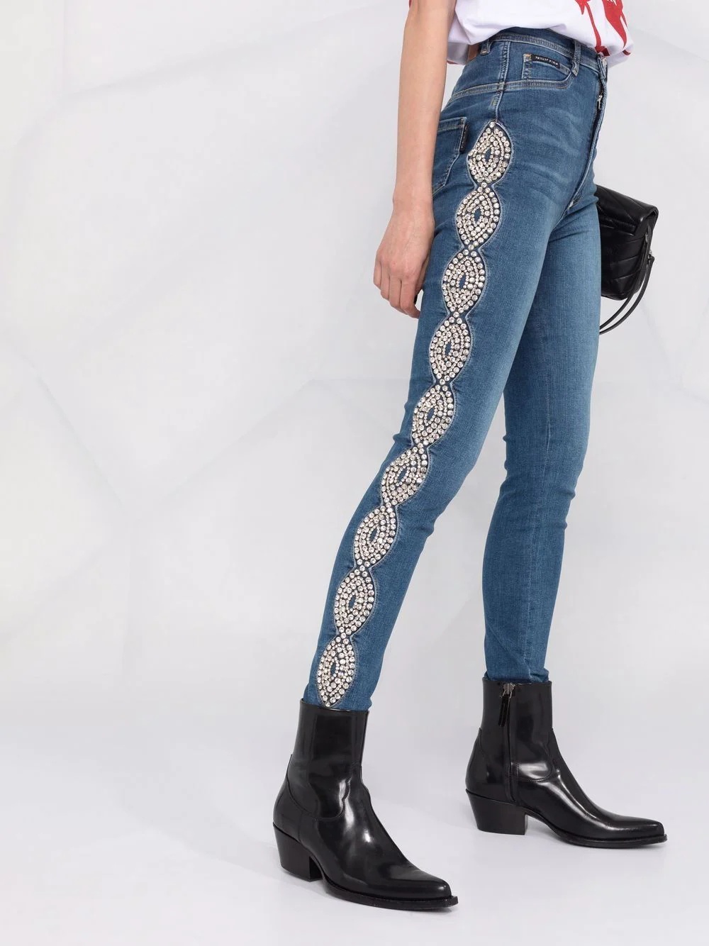 crystal-cable high-waist jeggings - 3