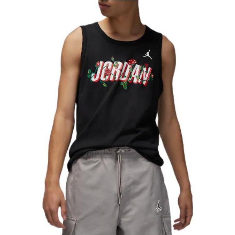 Men's Air Jordan Brand Sorry Rose Printing Logo No. 23 Sports Black Vest DR1417-010 - 3