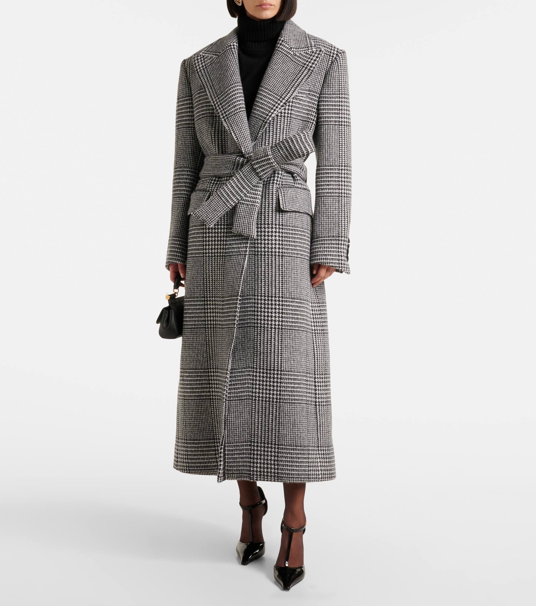 Houndstooth wool-blend coat - 6
