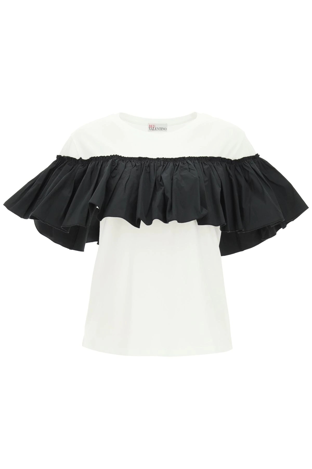 T-SHIRT WITH TAFFETA RUFFLES - 1