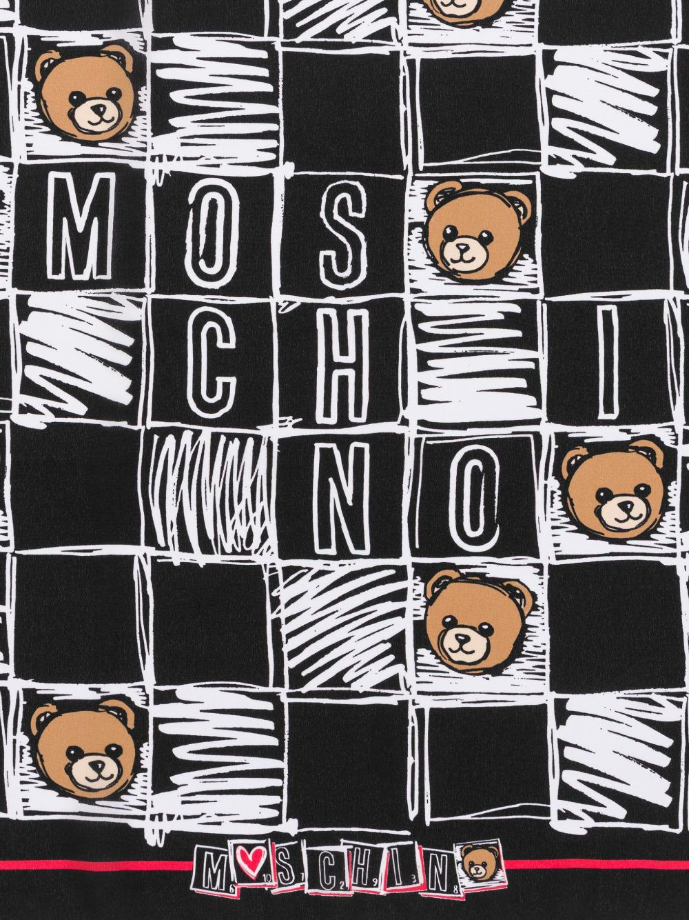 teddy bear-print check scarf - 2