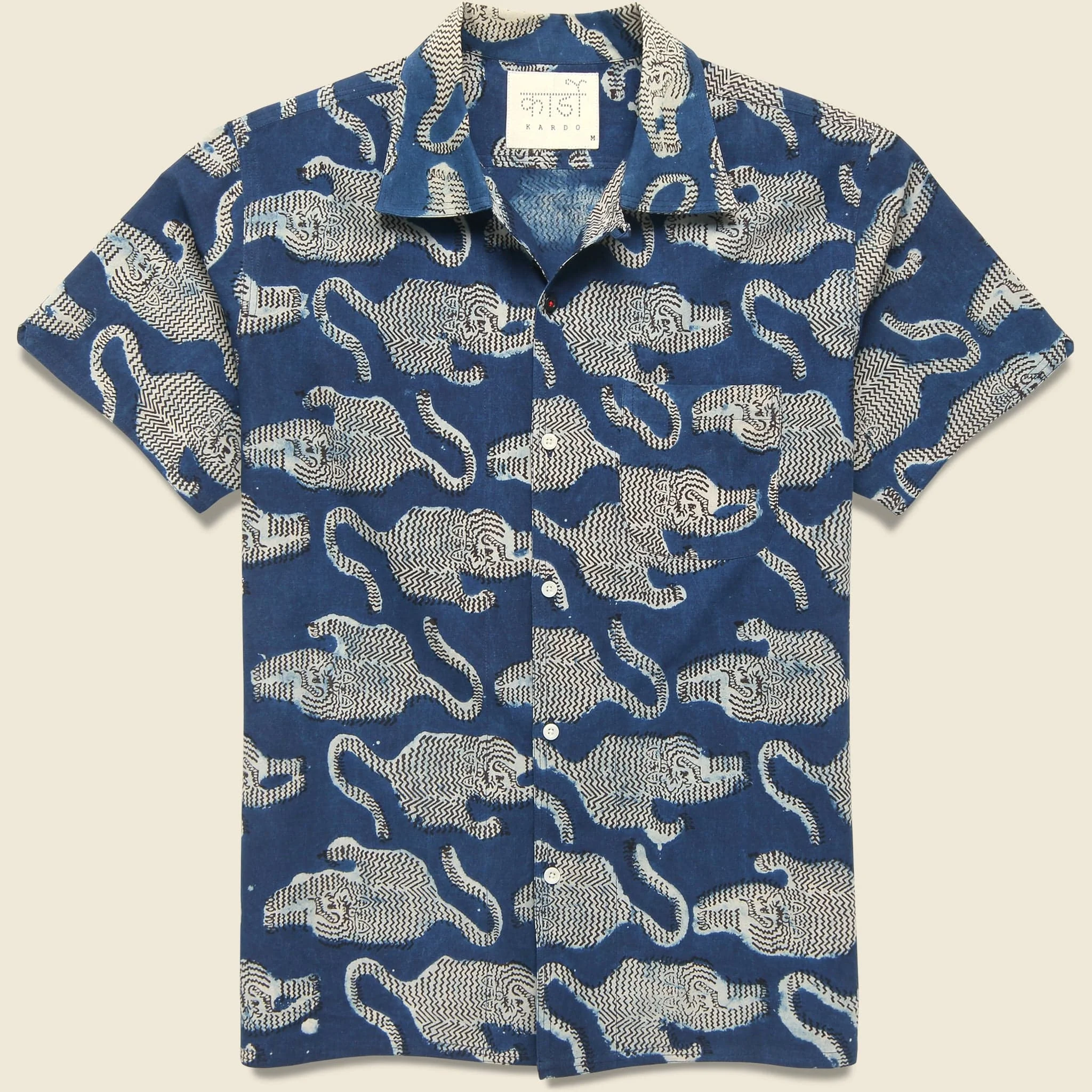 Tiger Block Print Shirt - Blue - 1