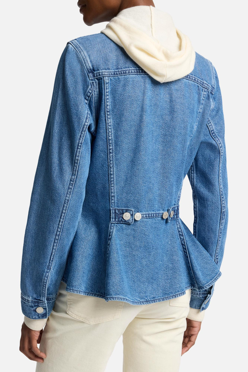 Weightless Denim Flounce Trucker Jacket in Hilo 4