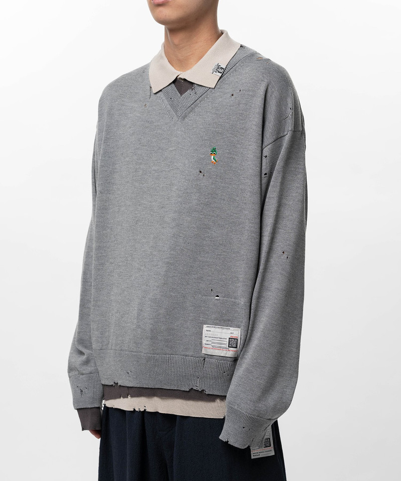 Triple Layered Knit Polo Sweater 7