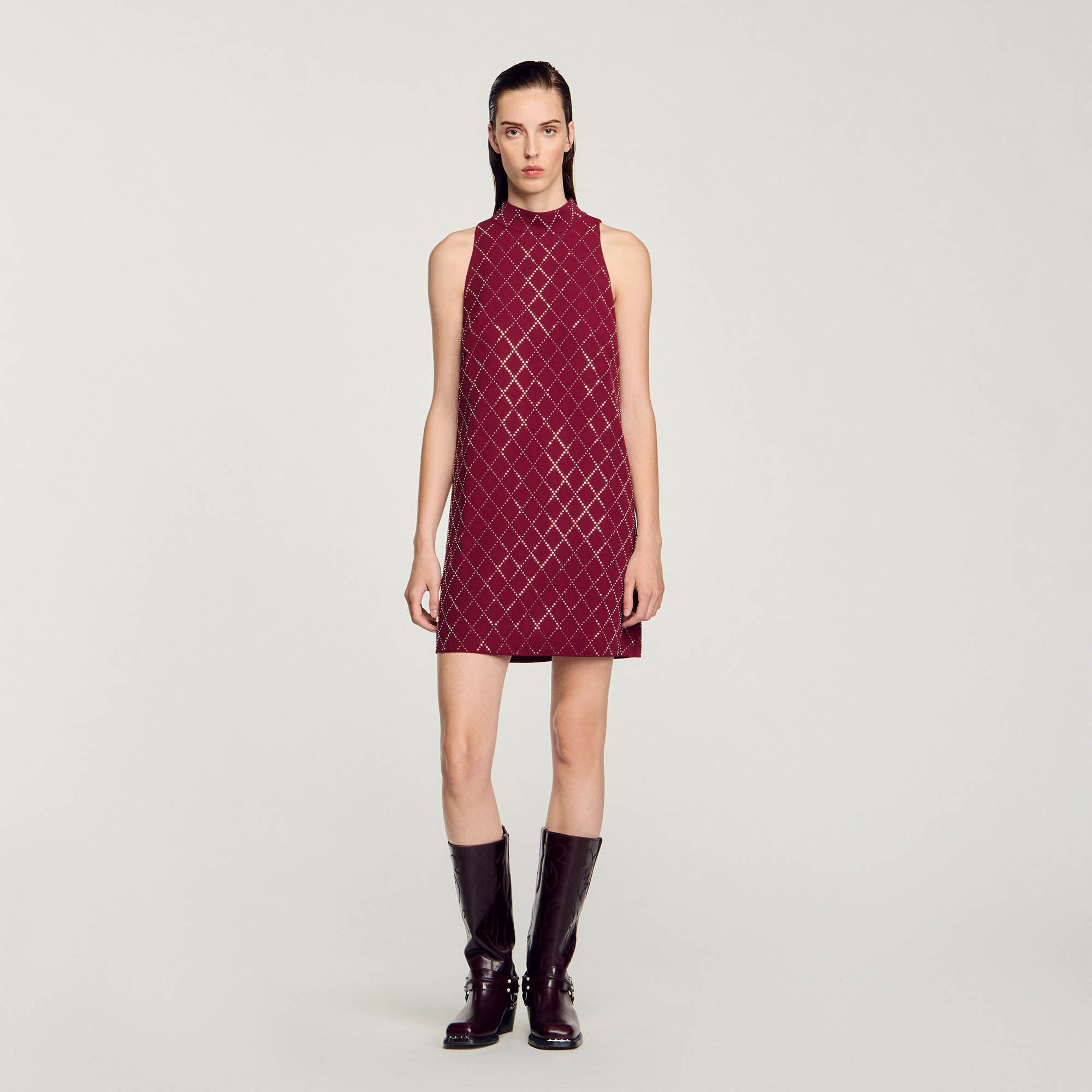 STUDDED DIAMOND SHORT DRESS - 3