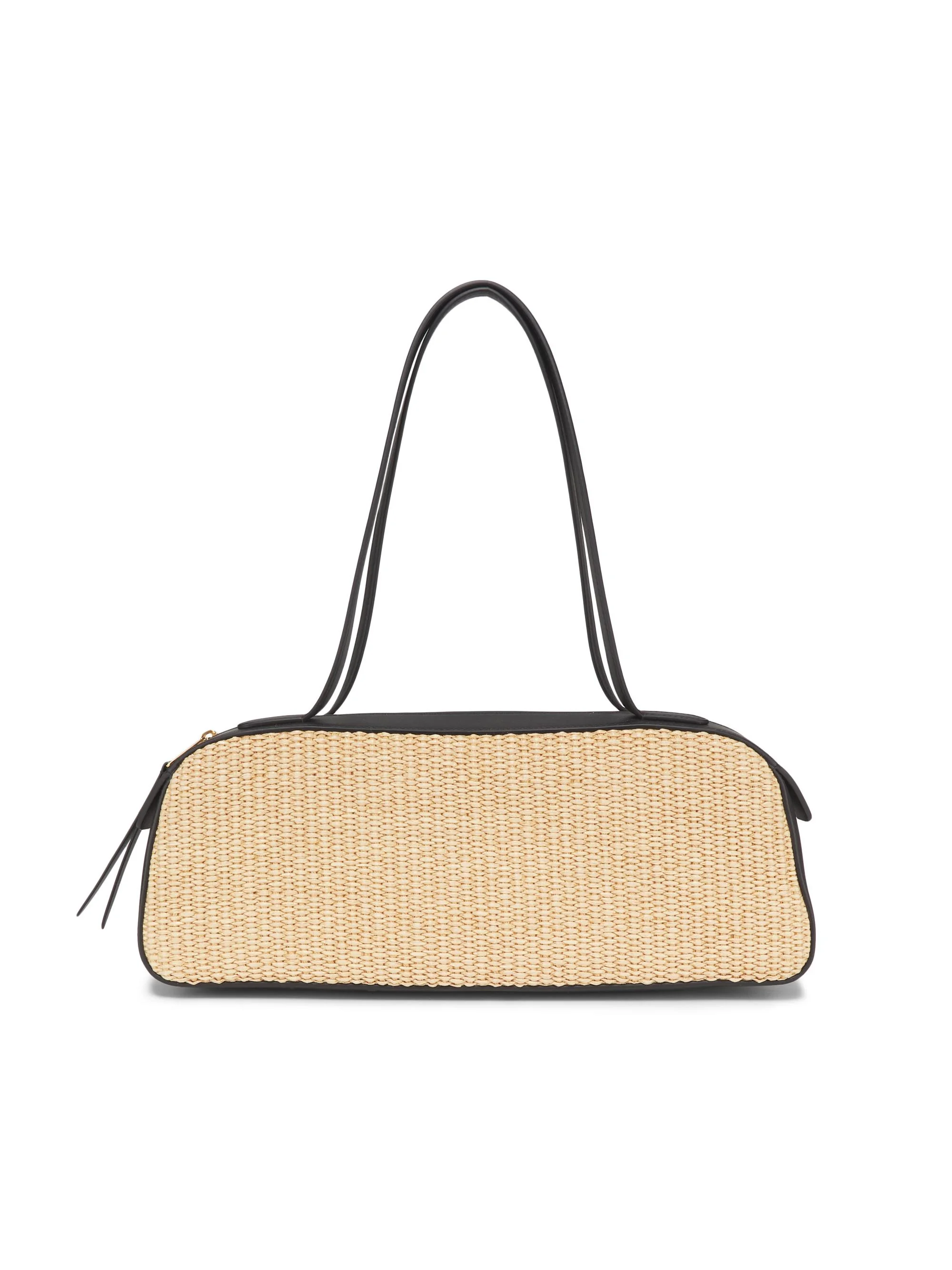 Women's Simona Woven Shoulder Bag - Black Natural - 1