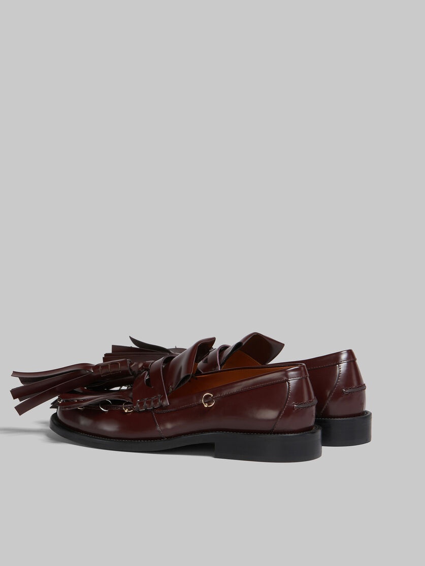 BURGUNDY LEATHER BAMBI LOAFER WITH MAXI TASSELS - 3