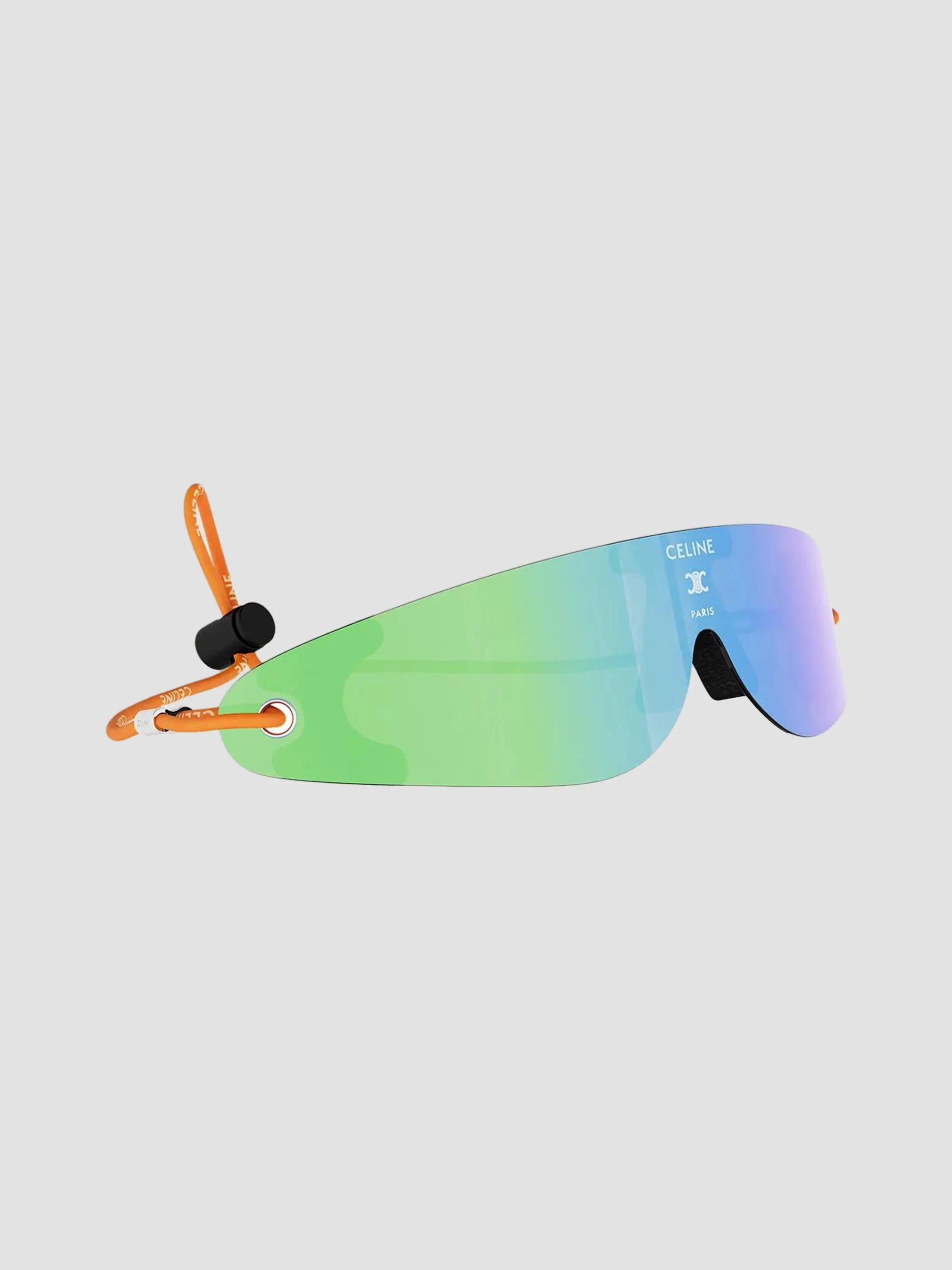 Men's Celine Défilé Runner Shield Sunglasses - Orange Green Blue - 1