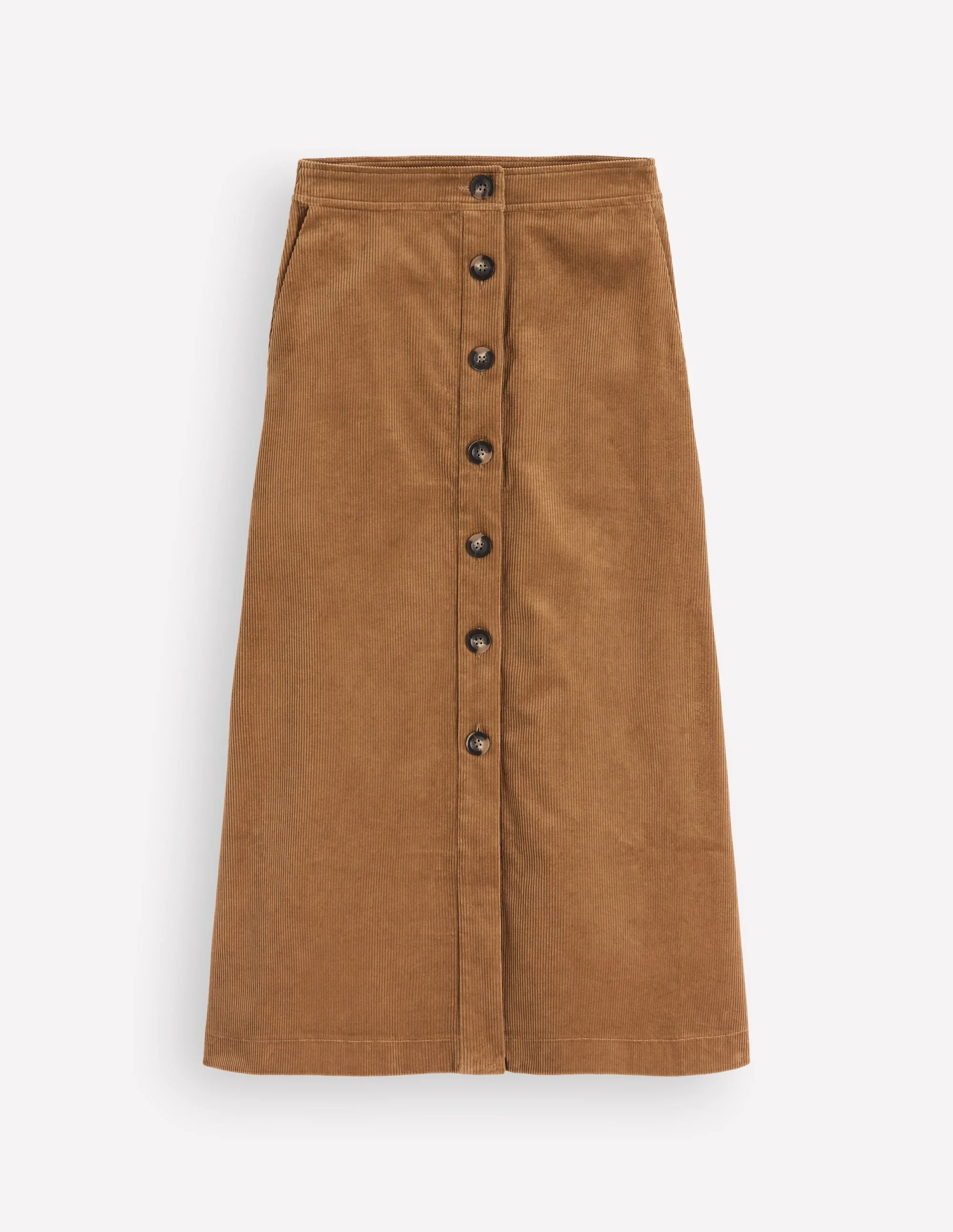 Val Button Cord Midi Skirt-Gingerbread - 1
