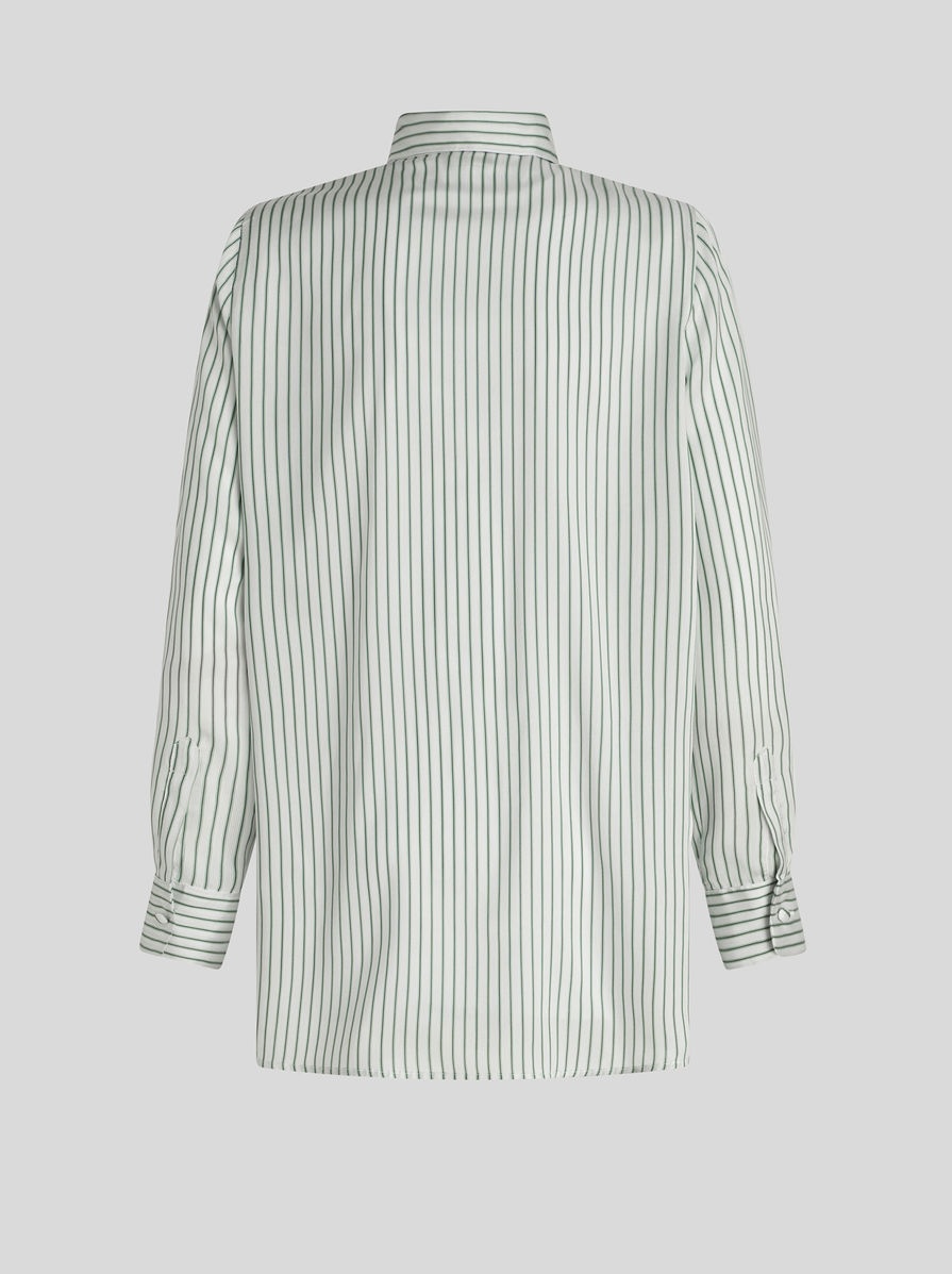 Tシャツ・カットソー ETRO Logo embroidery striped shirt (WRIA002899TR150 S8452) ETRO Oversized embroidered striped cotton-poplin shirt | NET