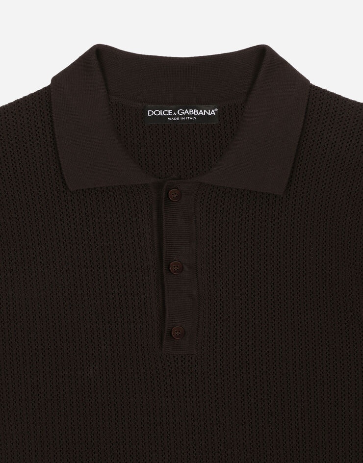 Cotton polo shirt with logo label - 3