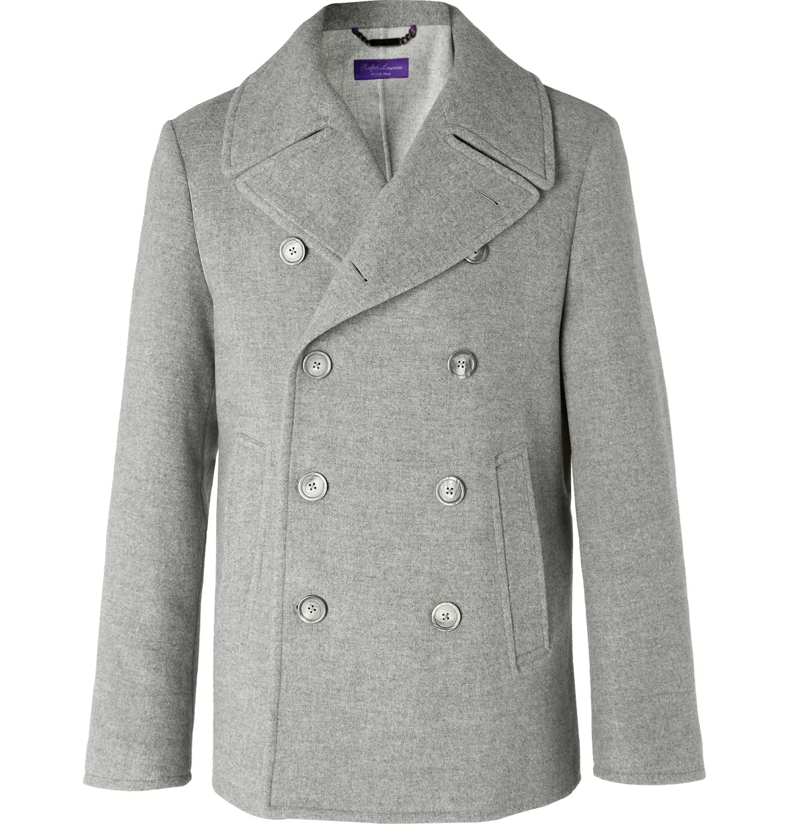 Double-Breasted Mélange Wool-Blend Pea Coat - 1