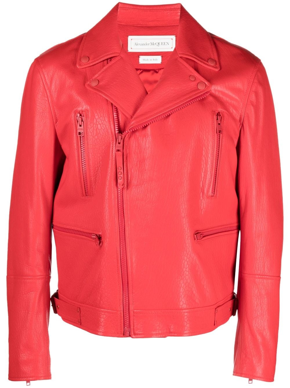 notched lapels biker jacket - 1