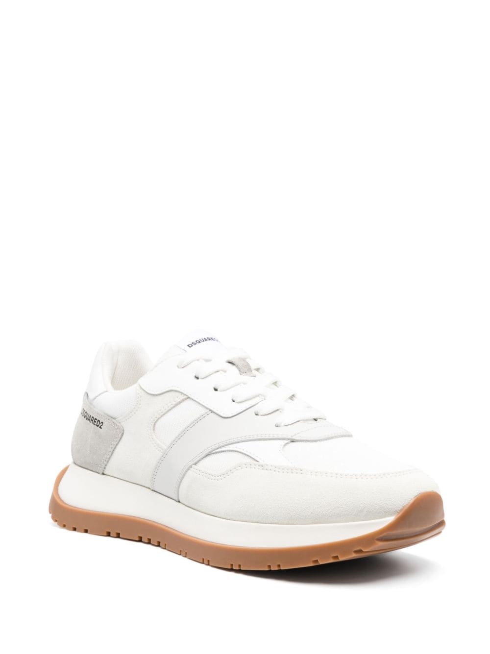 colour-block panelled leather sneakers - 2