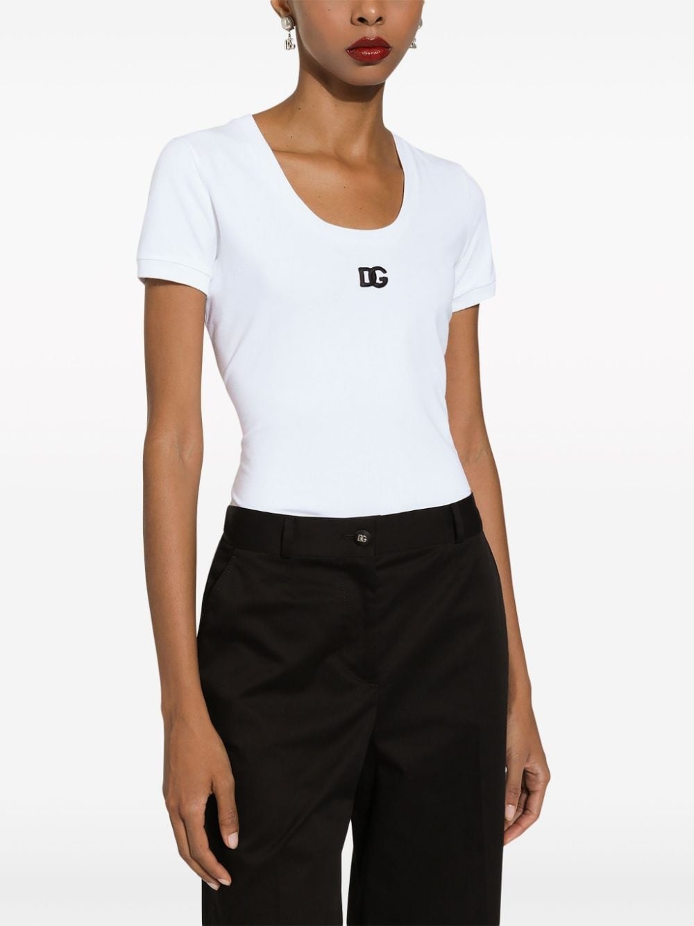 logo-embroidered cotton-blend T-shirt - 3