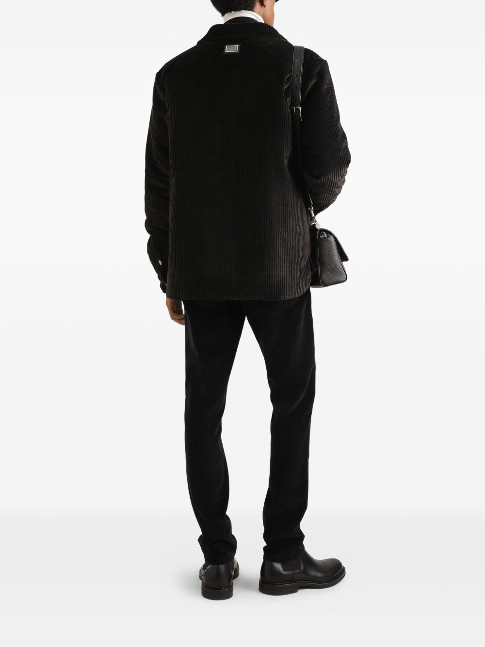 logo-plaque corduroy trousers - 3