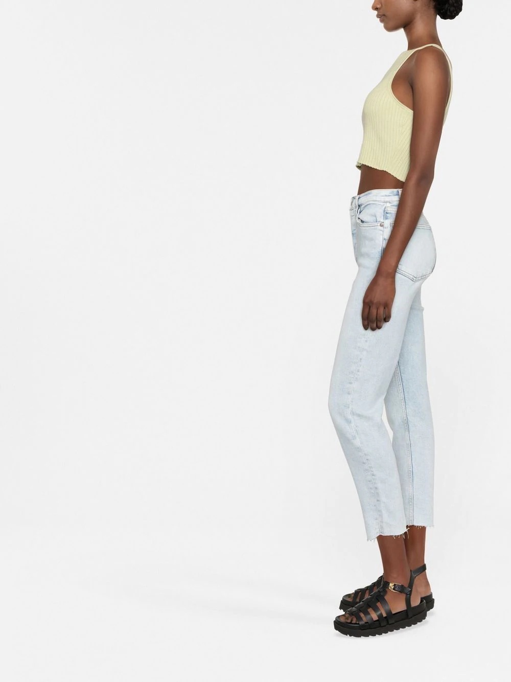 raw-cut hem slim jeans - 3