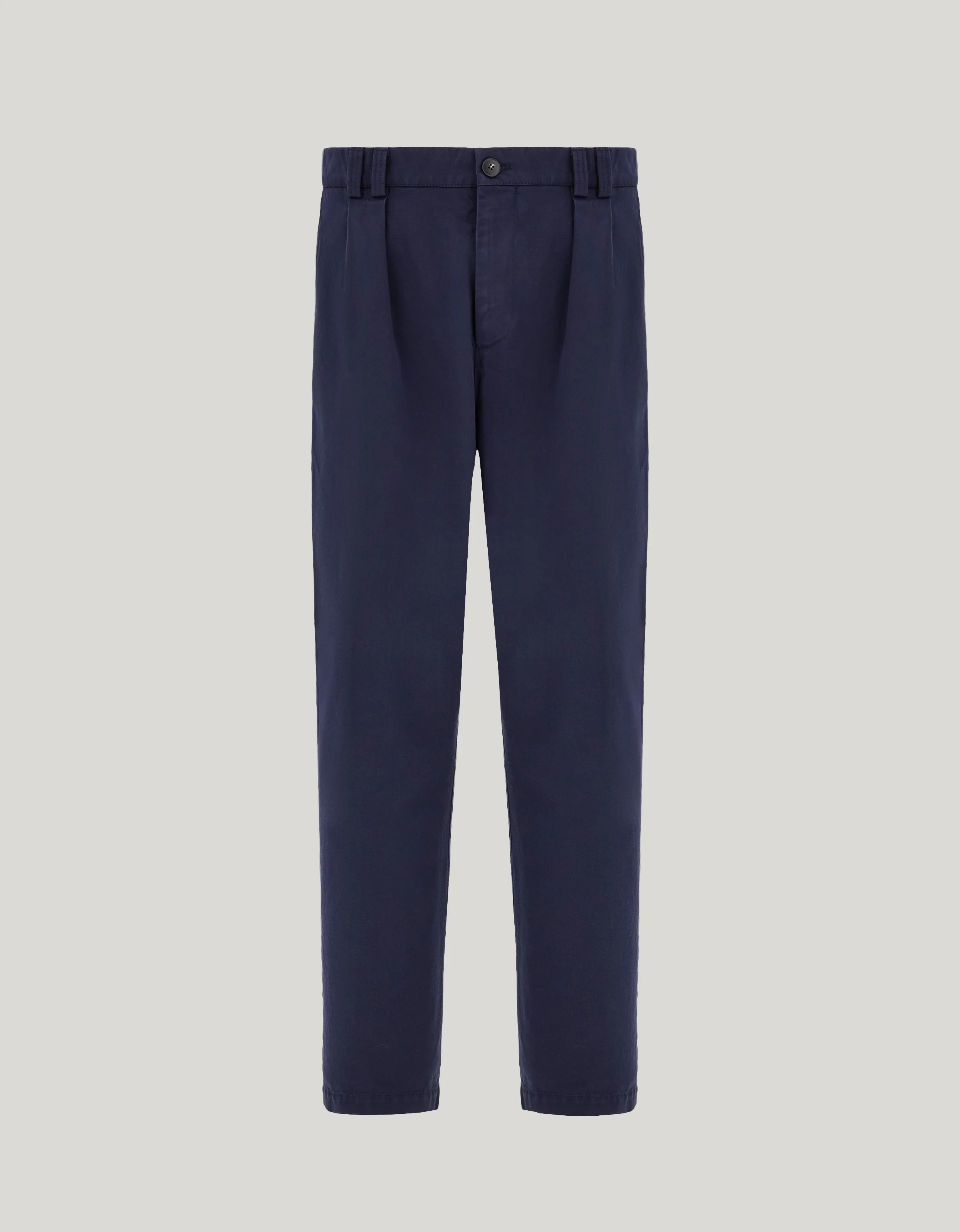 BLUE COTTON GABARDINE PANTS WITH TWO PLEATS - 1