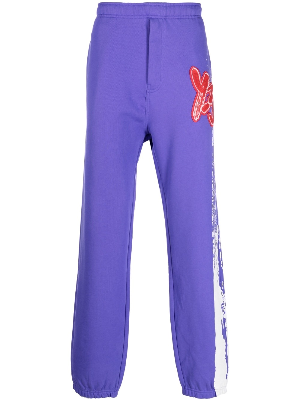appliqué-logo organic cotton track pants - 1