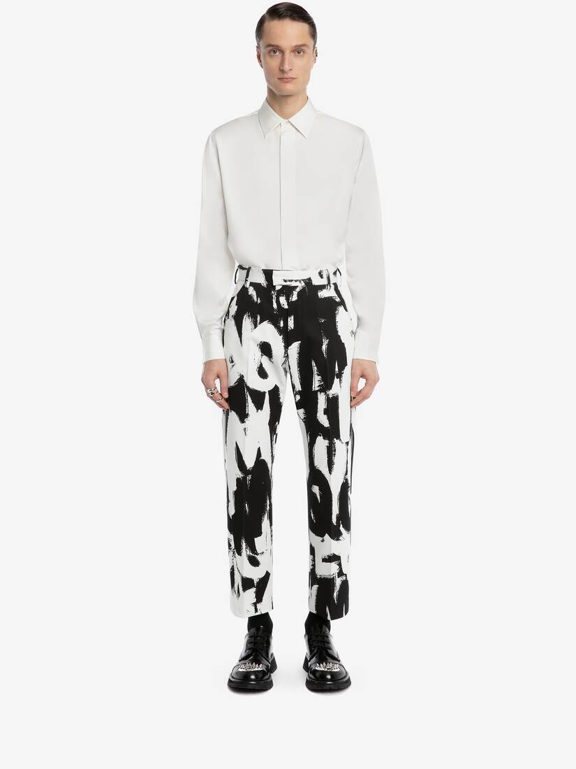Mcqueen Graffiti Trousers in White/black - 2