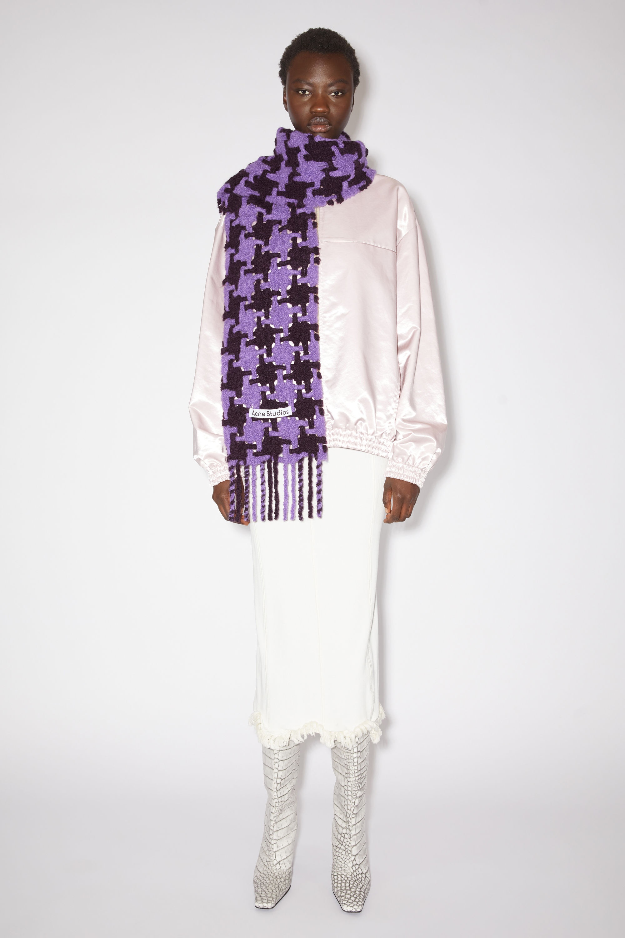 Houndstooth scarf - Lilac/burgundy - 2