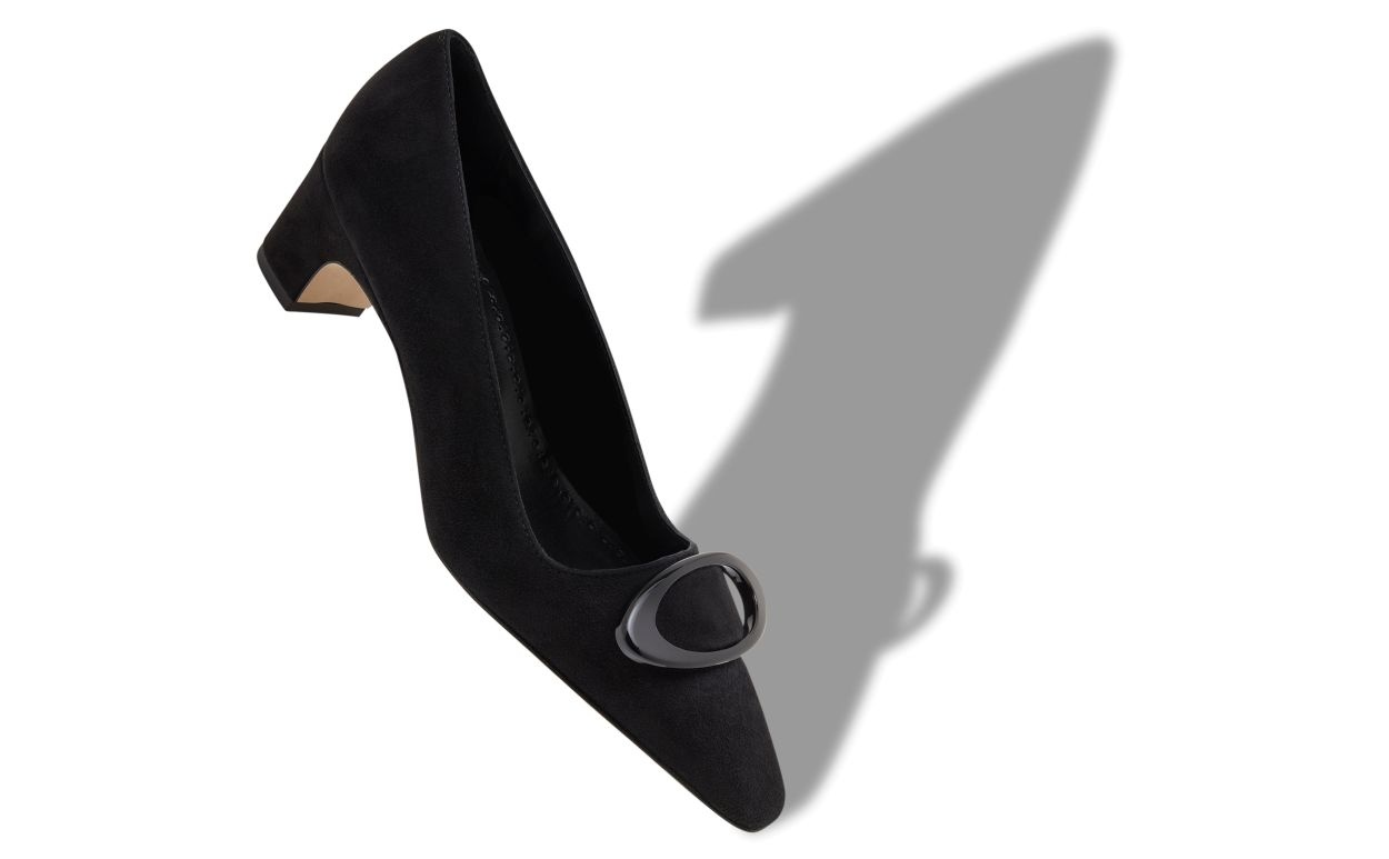 Black Suede Pointed Toe Pumps - 2
