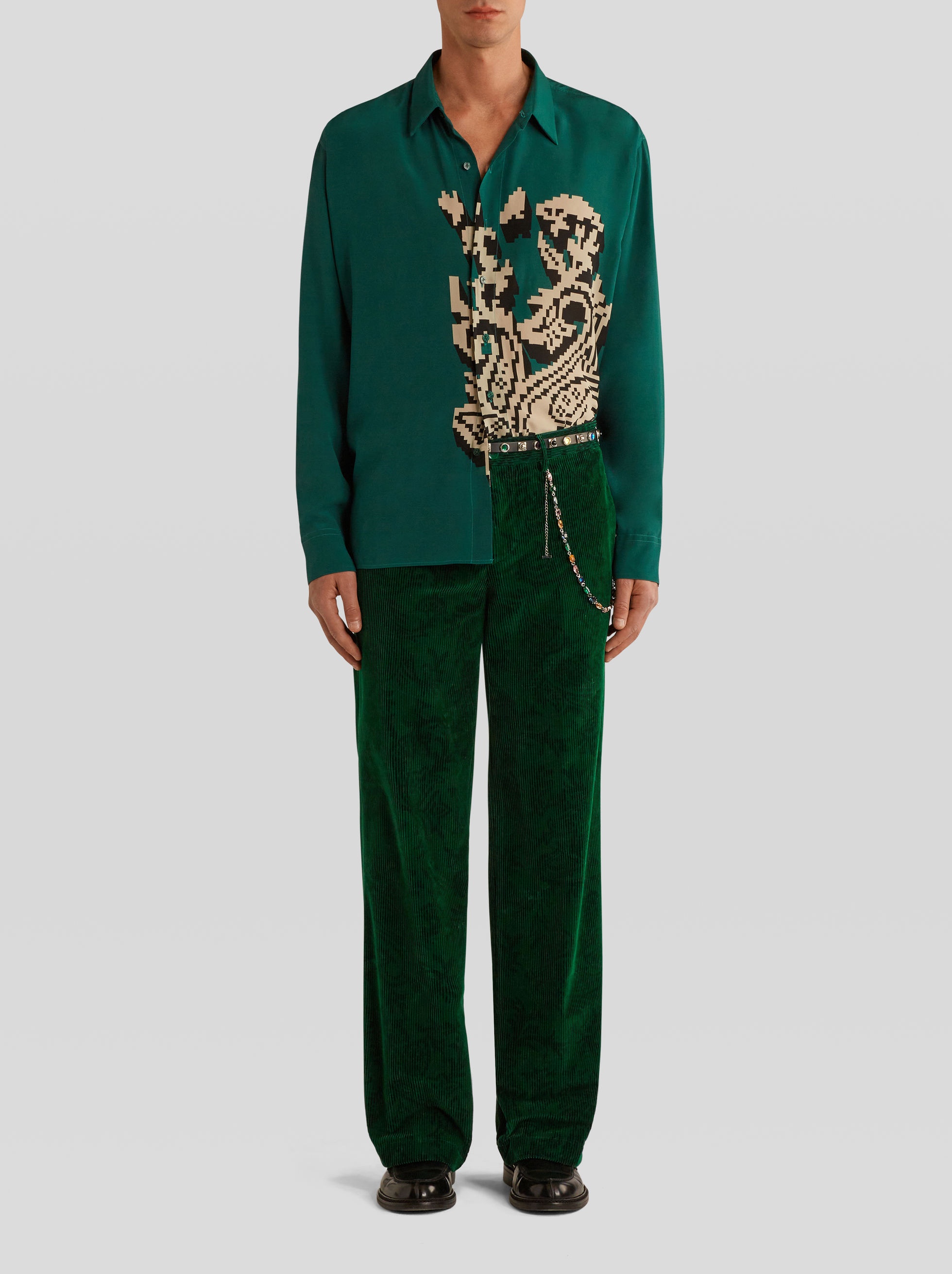LEAFY PAISLEY VELVET TROUSERS - 3