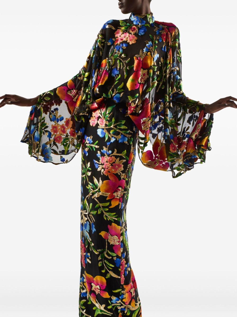 Eolia flared-sleeve floral maxi gown - 5