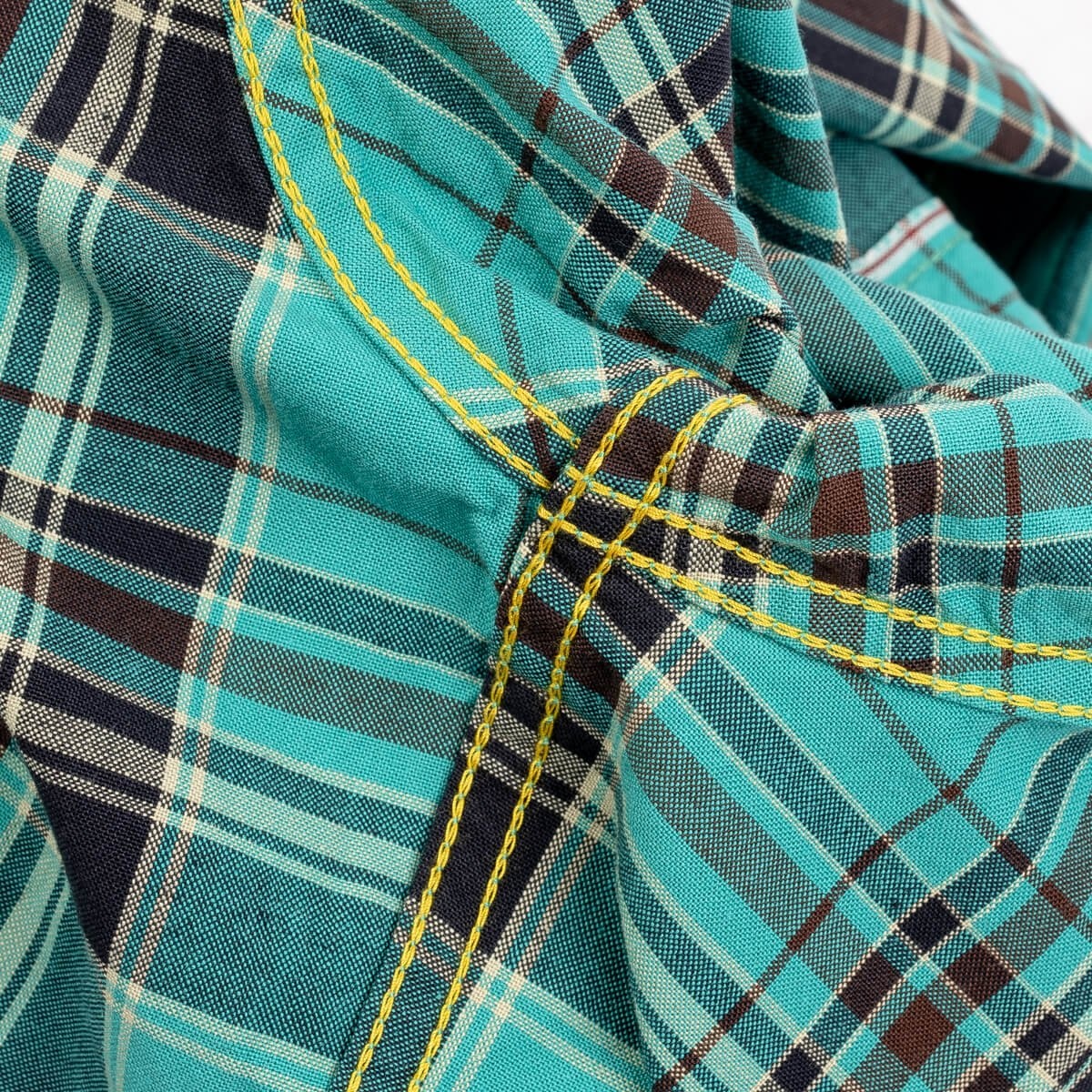 IHSH-356-GRN 5oz Selvedge Madras Check Work Shirt - Green - 14