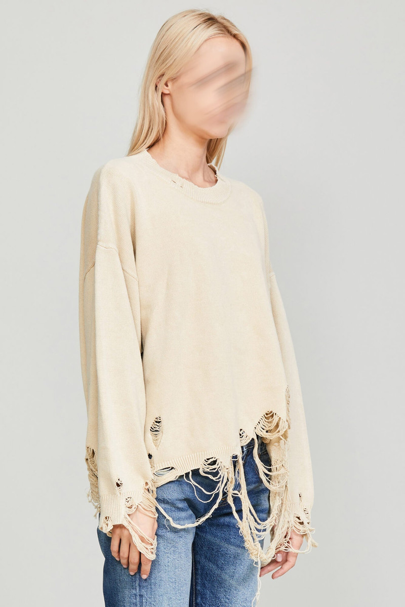 R13 DESTROYED OVERSIZED PULLOVER - KHAKI outlook