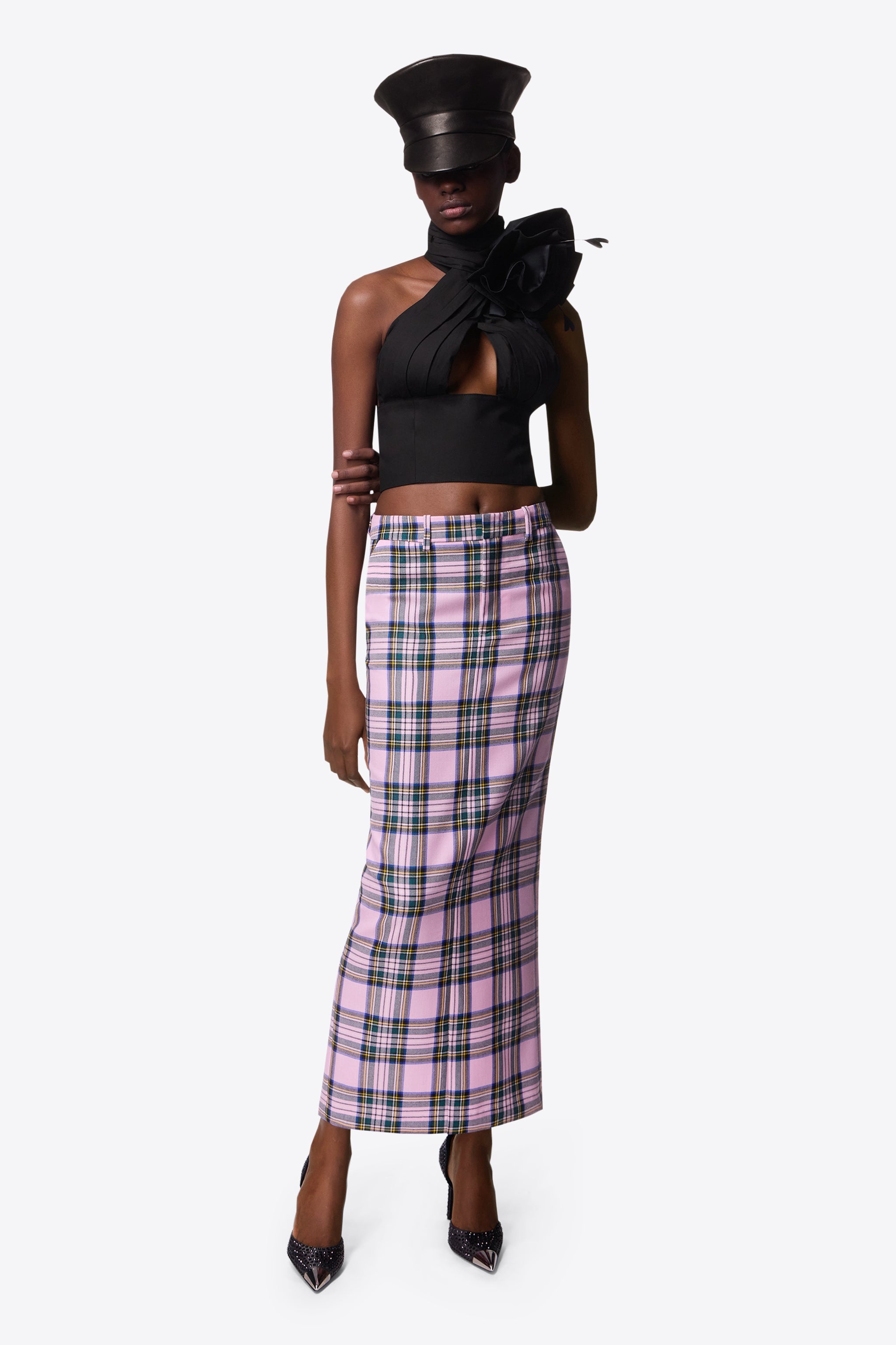 CHECKED MIDI SKIRT - 3