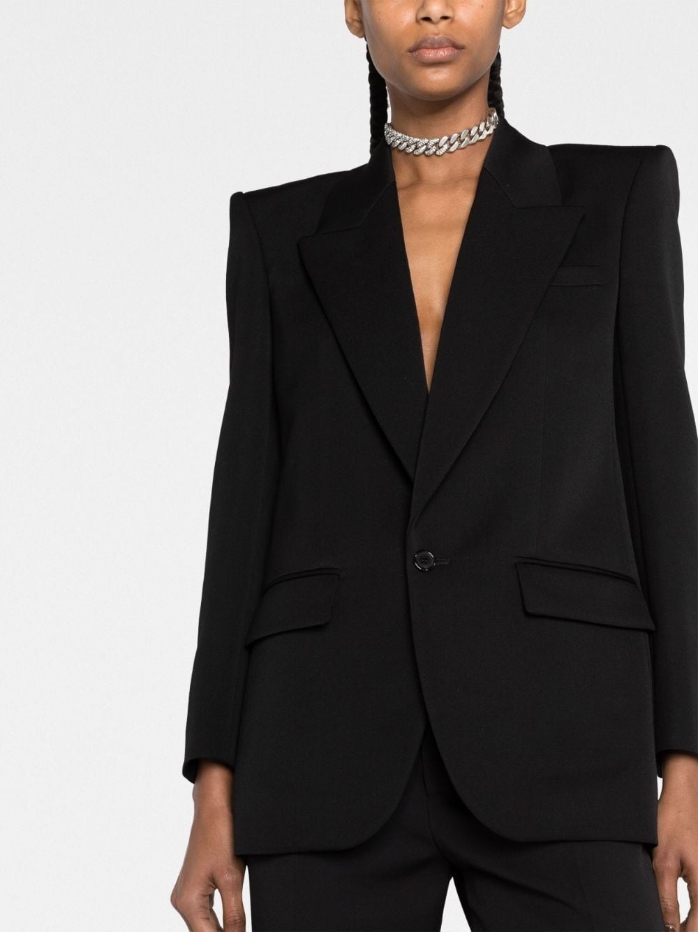 single-breasted peaked blazer - 5
