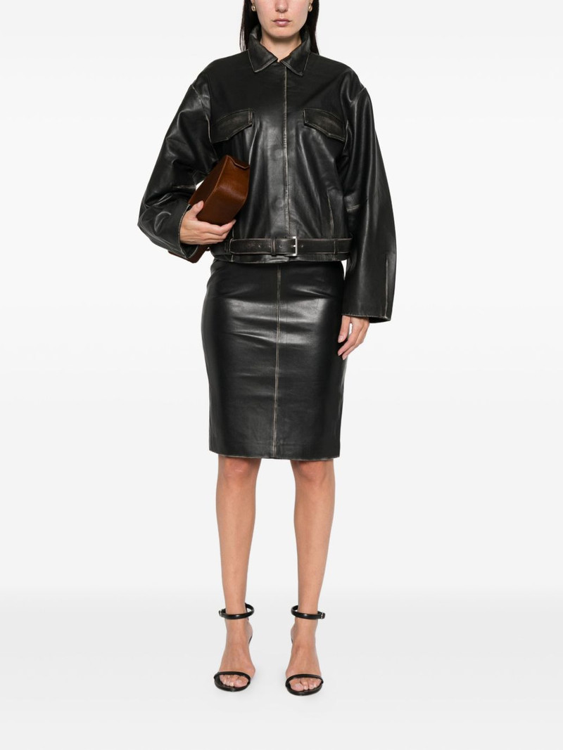 ST. AGNI leather pencil midi skirt outlook