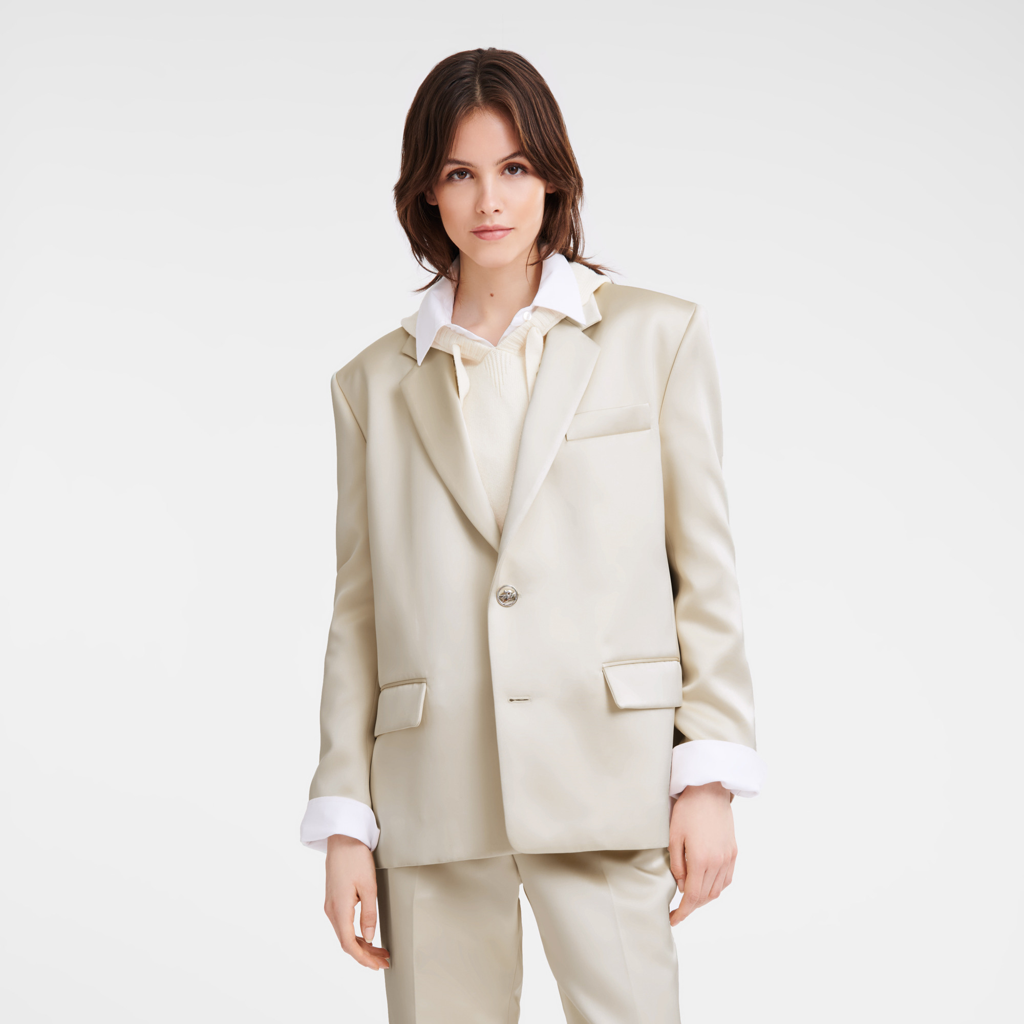 Oversize jacket Ecru - Satin - 4