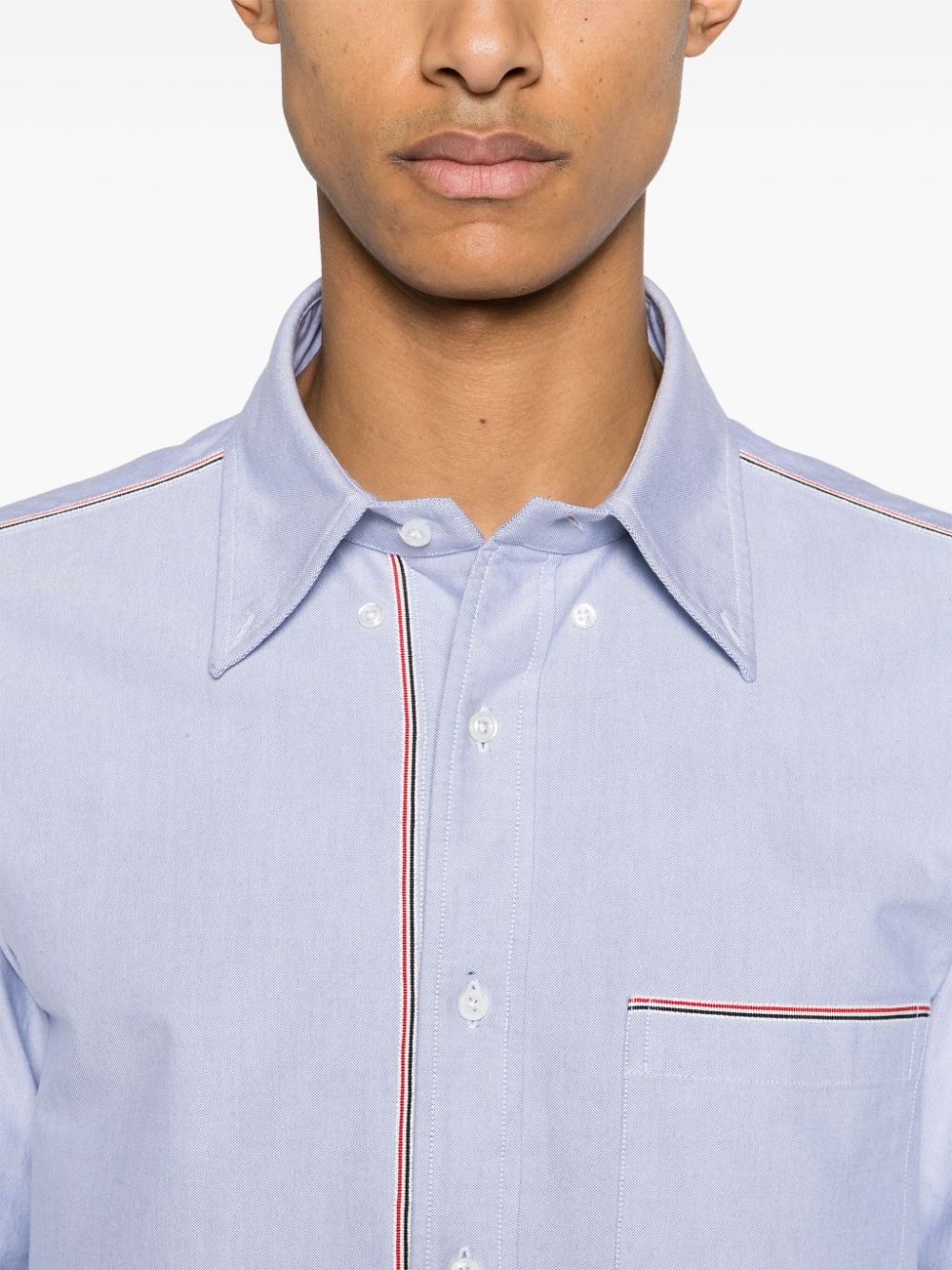 grosgrain-trim cotton shirt - 5