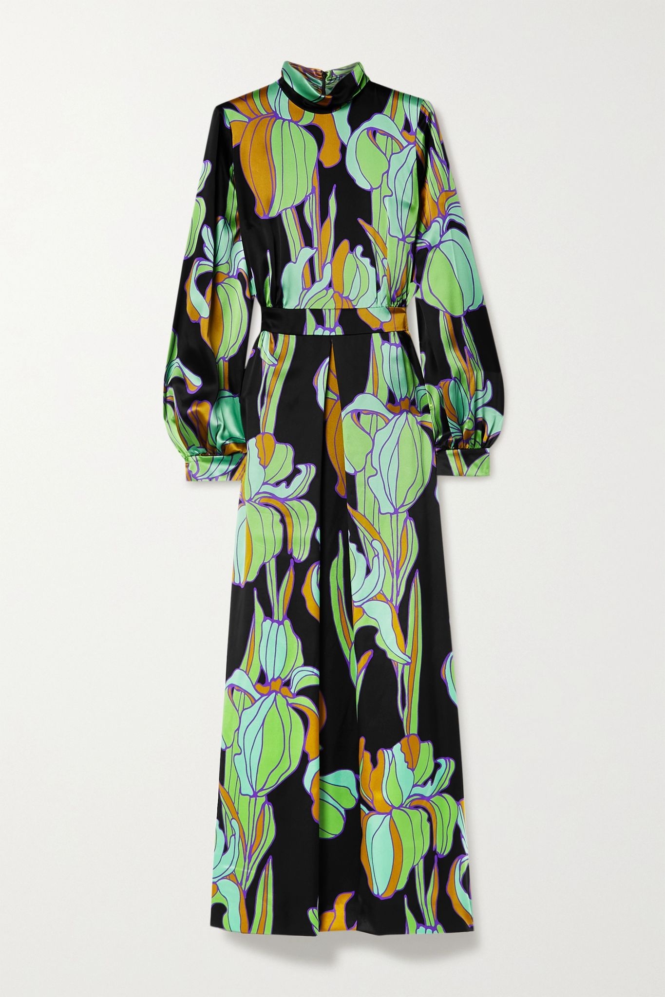 Floral-print silk-satin maxi dress - 1