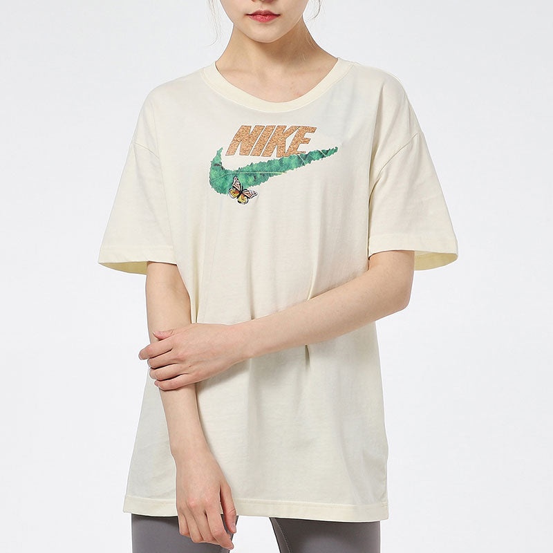 Nike Sportswear Logo Printing Round-neck Ivory White DD1473-113 - 3