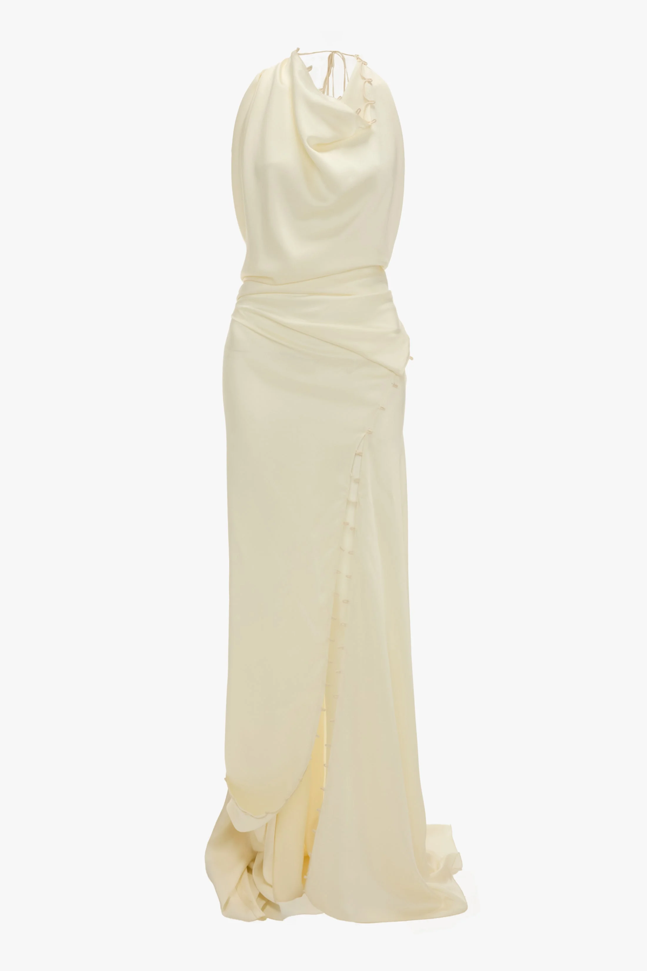 Rouleaux Detail Sleeveless Gown In Ivory - 1