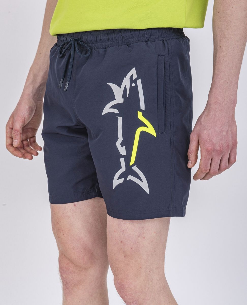 Swim Shorts With Fluo Printed Shark - 5
