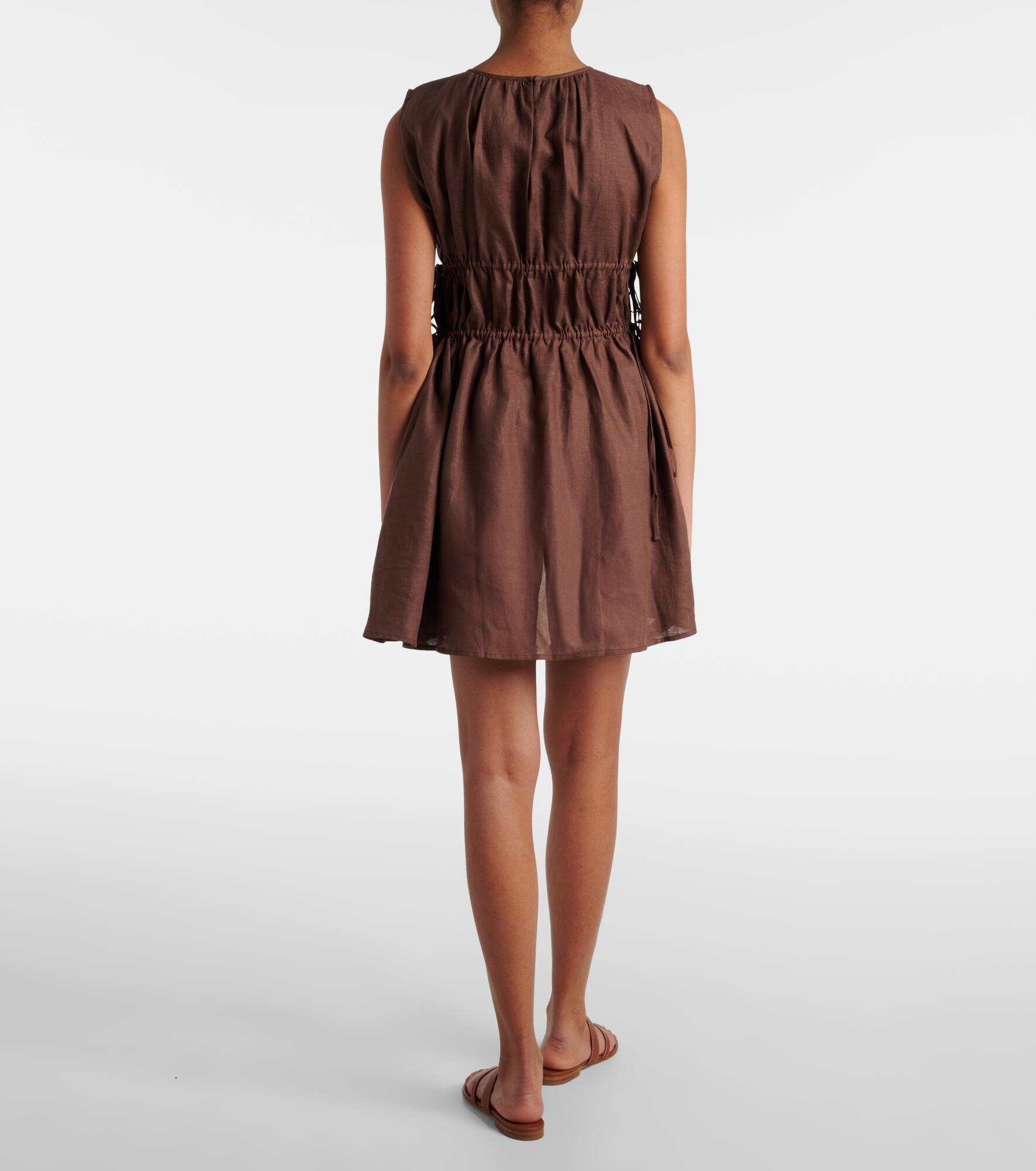 Gathered linen minidress - 3