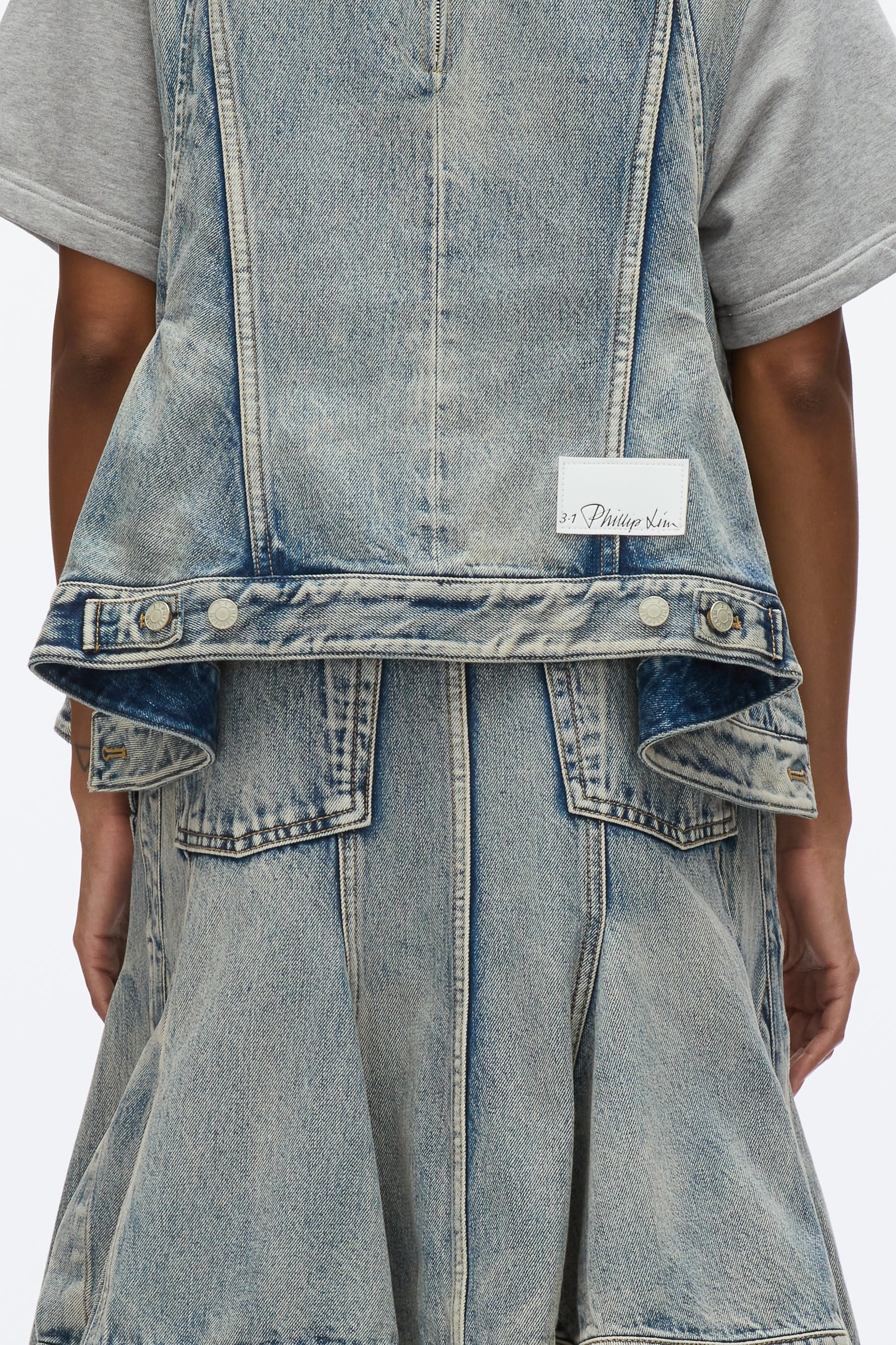 Flounce Hem Hybrid Denim Top - 6