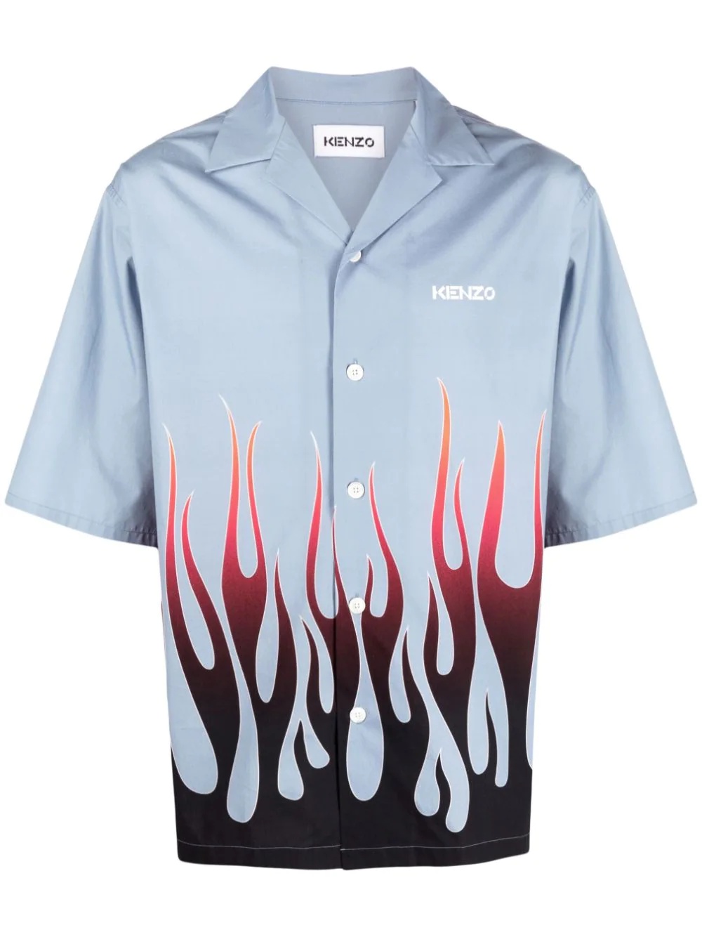 flame-print branded short-sleeve shirt - 1