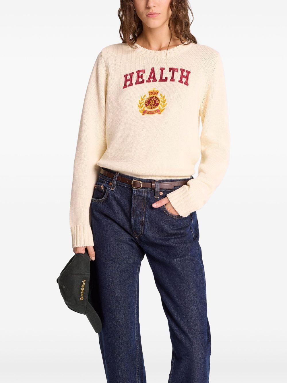 slogan-intarsia jumper - 3
