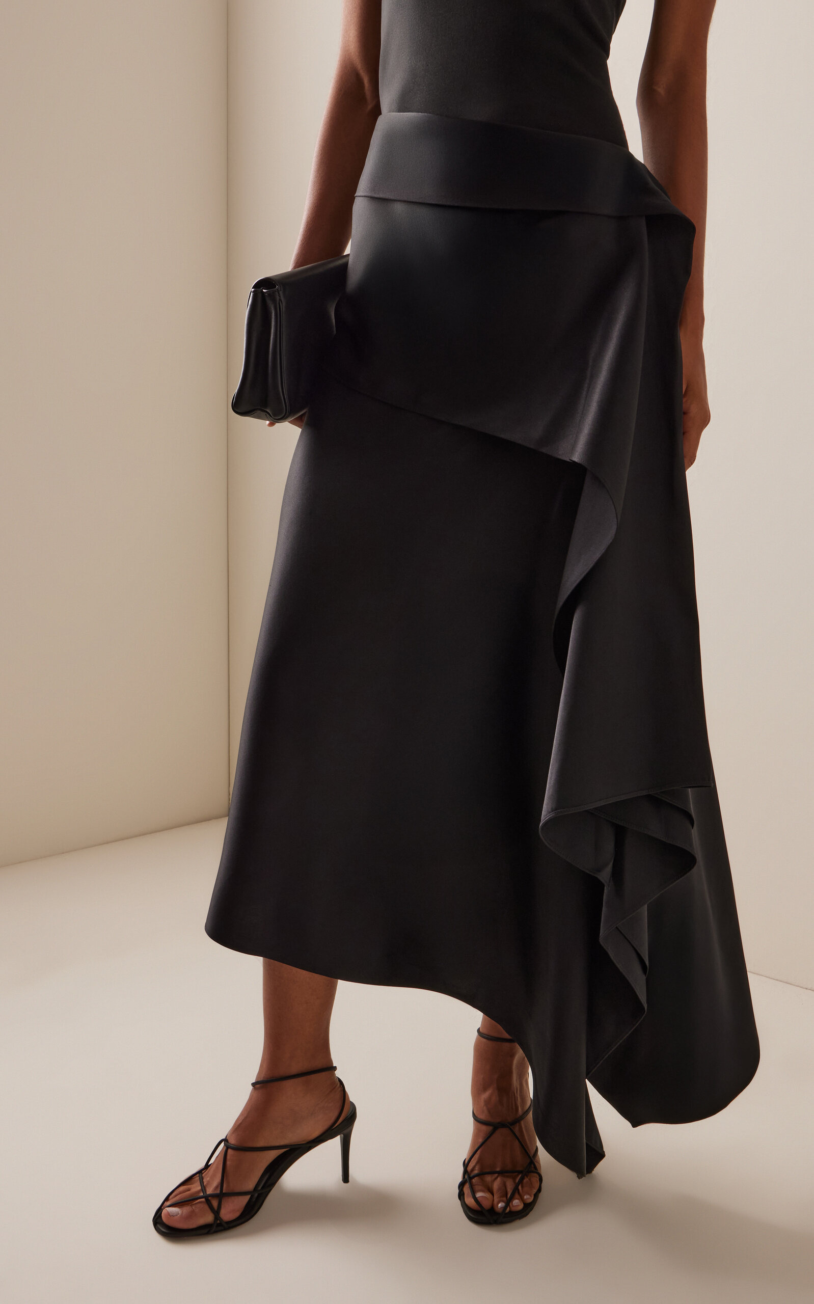 Agatha Draped Silk Maxi Skirt black - 3