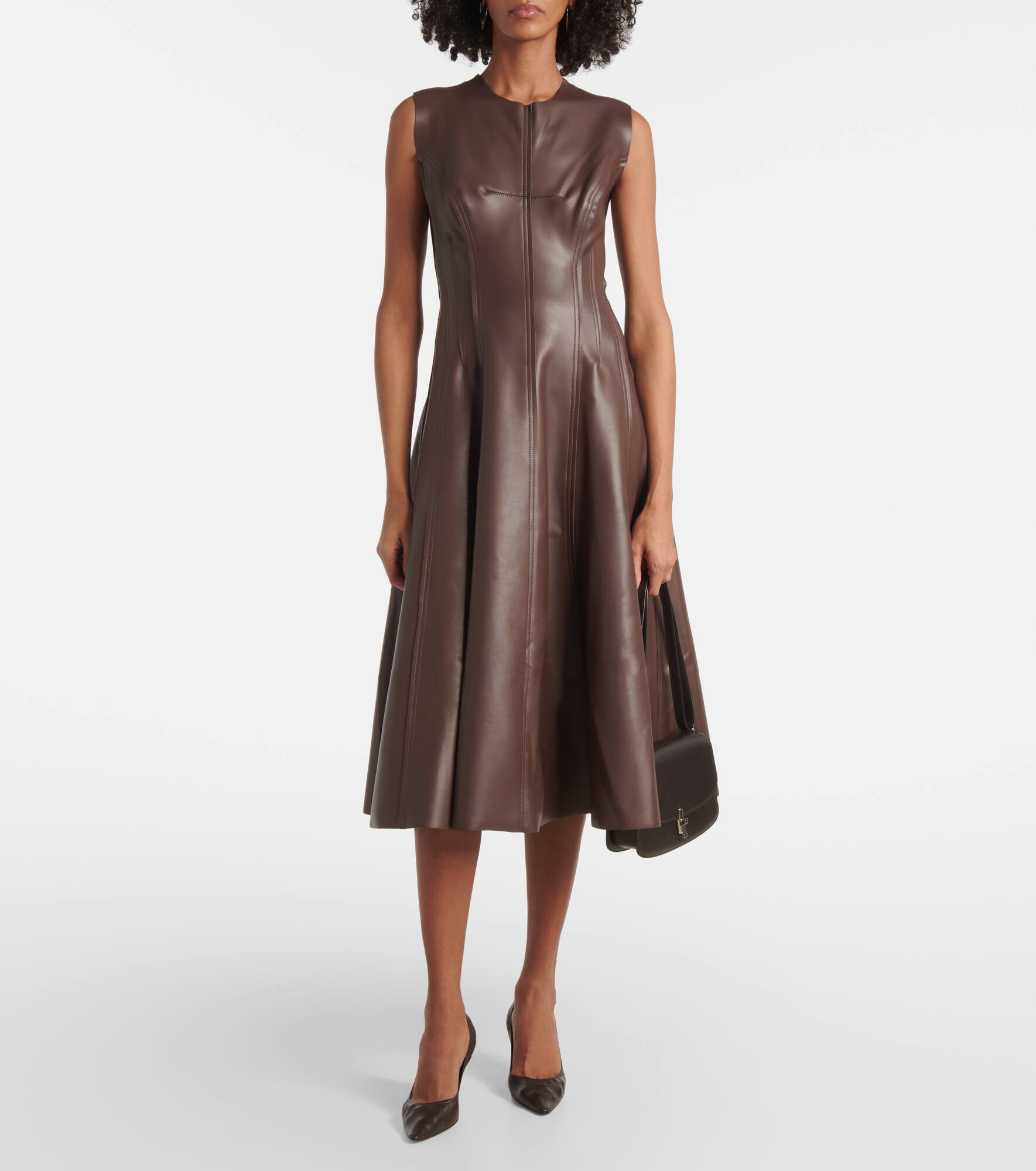Grace faux leather bustier midi dress - 2