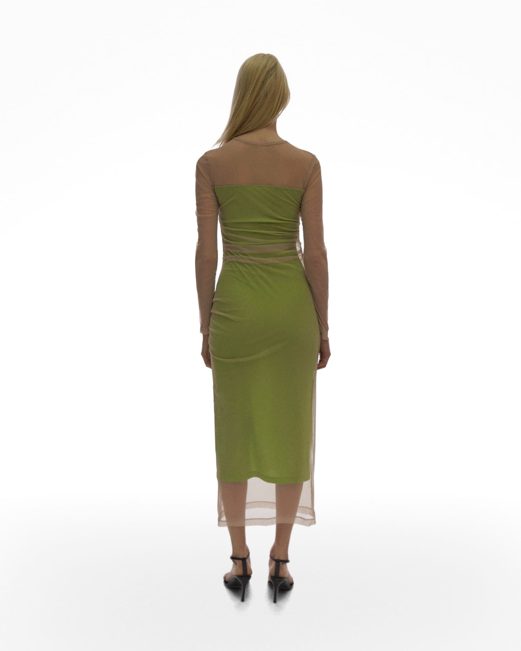 TULLE OVERLAY MIDI DRESS - 4