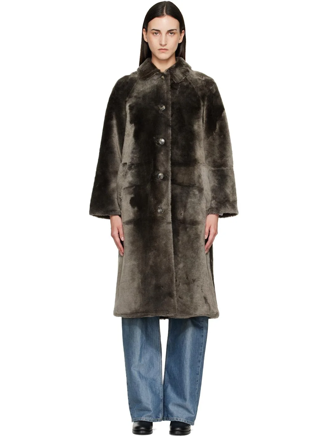 Gray Shearling Coat - 1