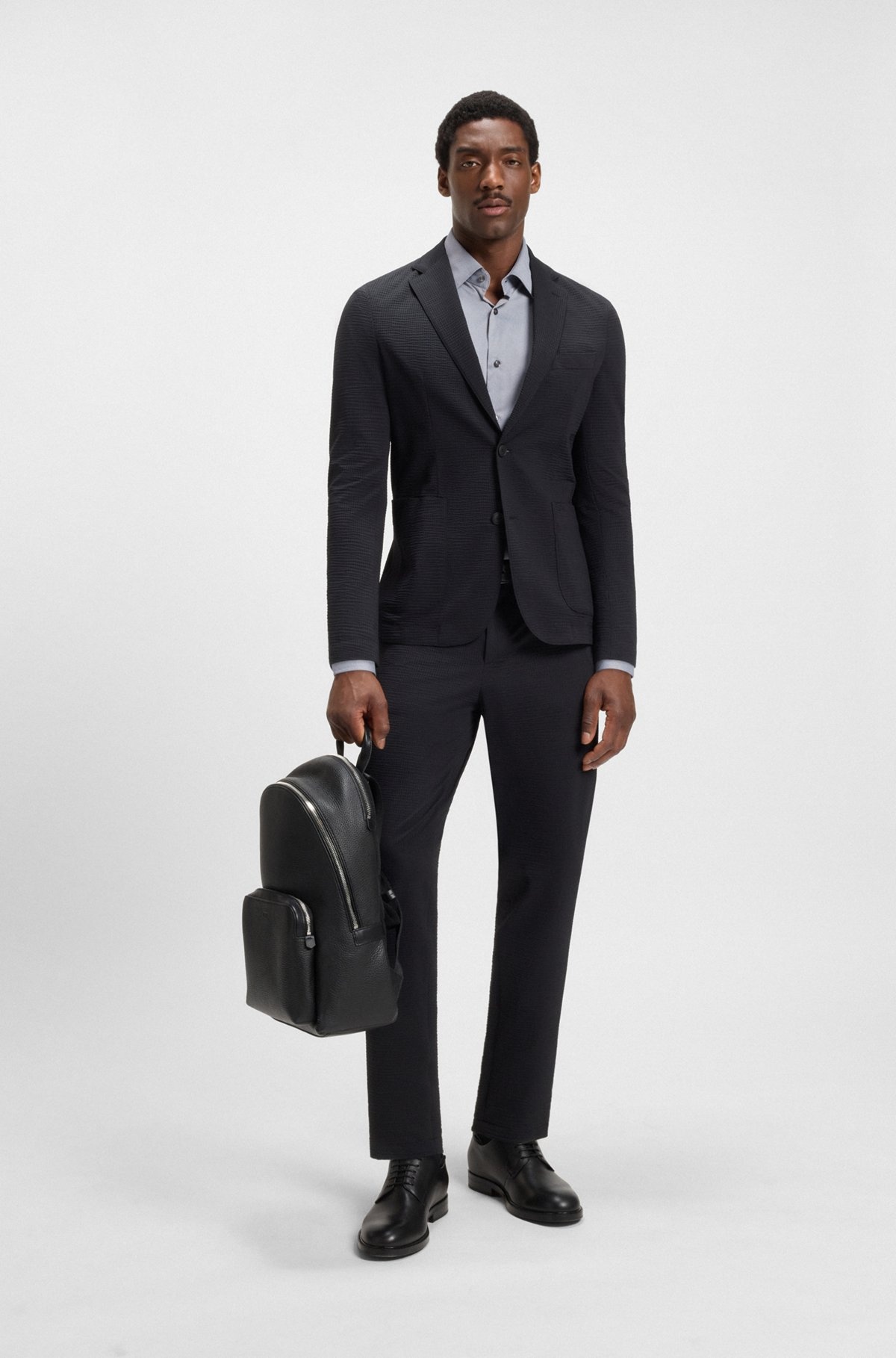 REGULAR-FIT SHIRT IN STRUCTURED STRETCH FABRIC - 4
