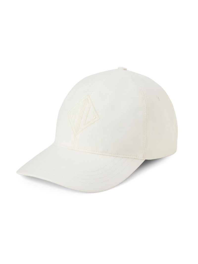 Men's Embroidered Logo Silk-Linen Baseball Cap - Deckwash White 1