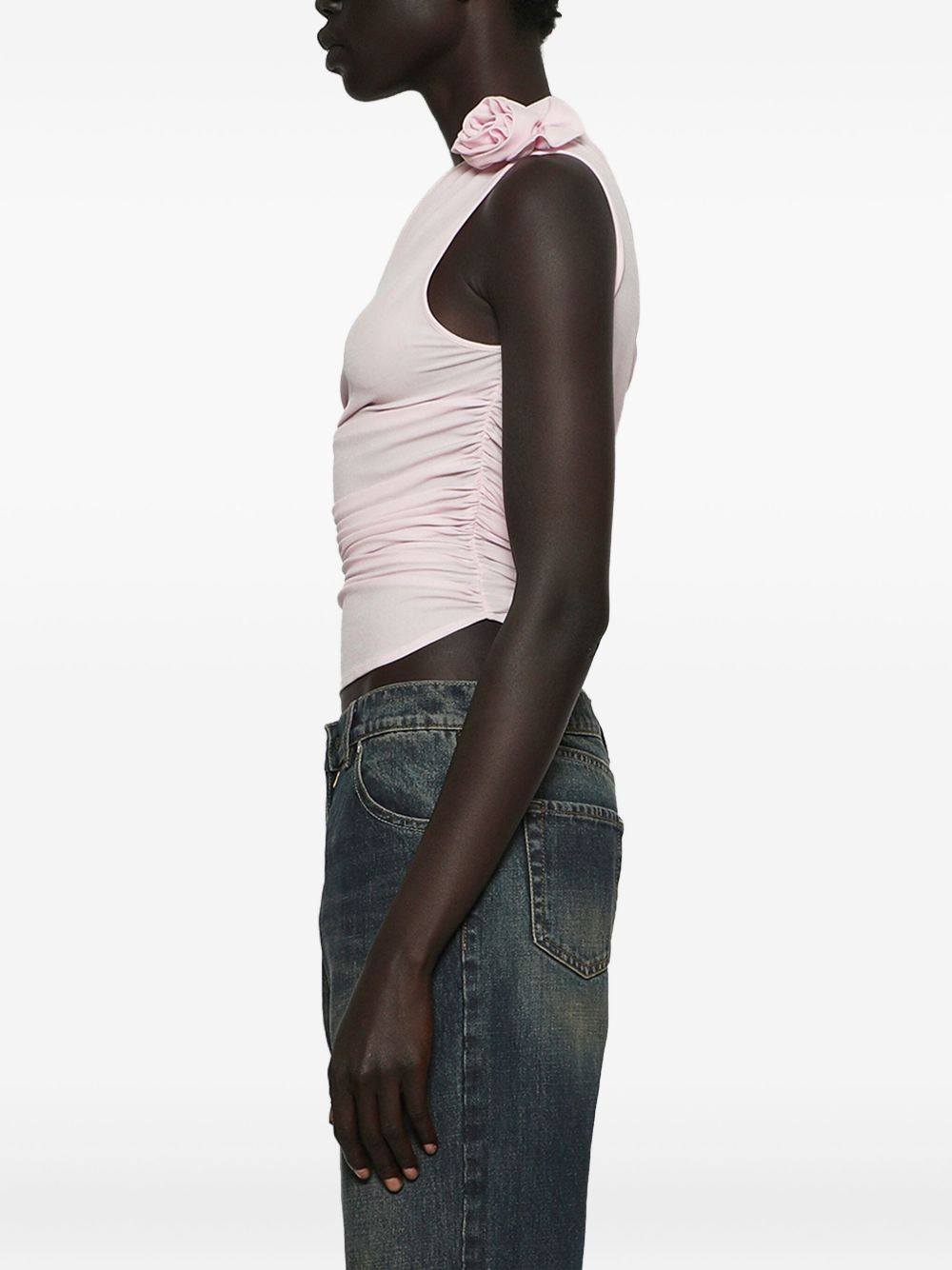 rose-embellished one-shoulder top - 4